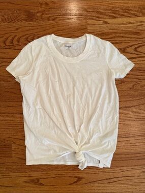 Madewell White Front-Tie Crewneck Tee